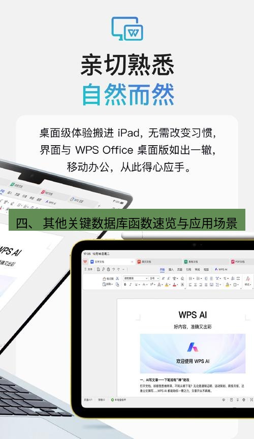 wps 四、 其他关键数据库函数速览与应用场景