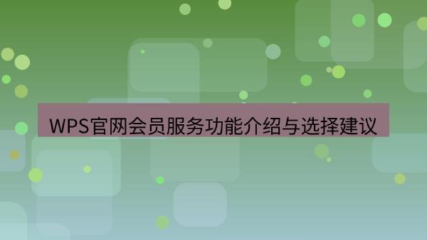 WPS官网会员服务功能介绍与选择建议