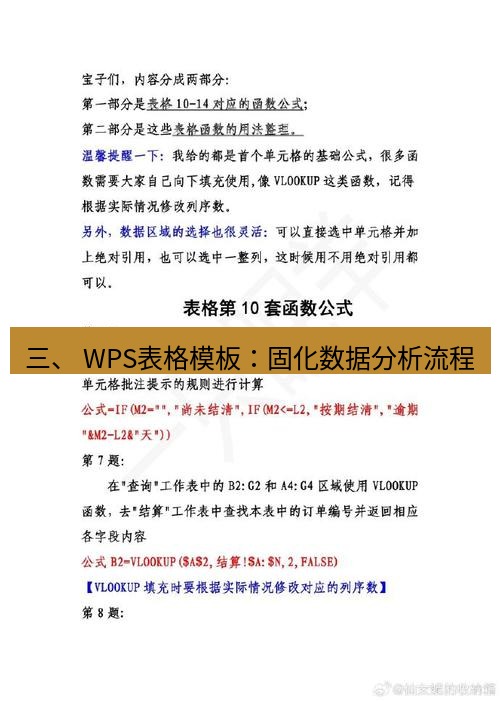 wps 三、 WPS表格模板：固化数据分析流程
