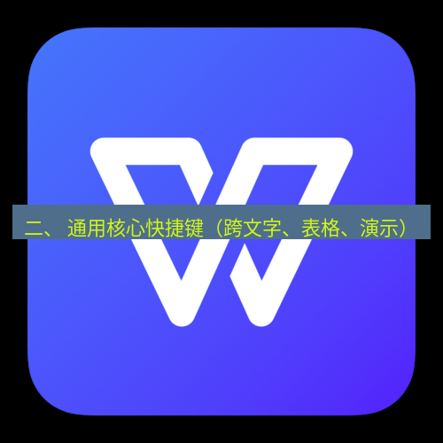 wps 二、 通用核心快捷键（跨文字、表格、演示）