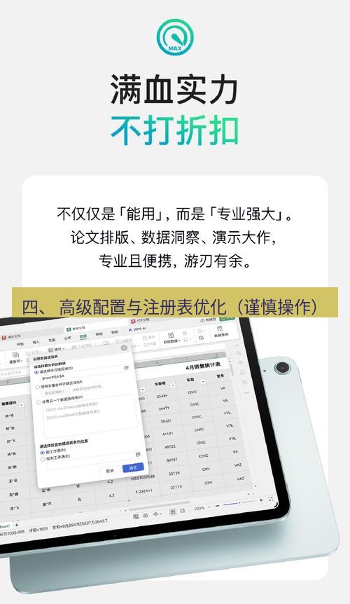 wps 四、 高级配置与注册表优化（谨慎操作）
