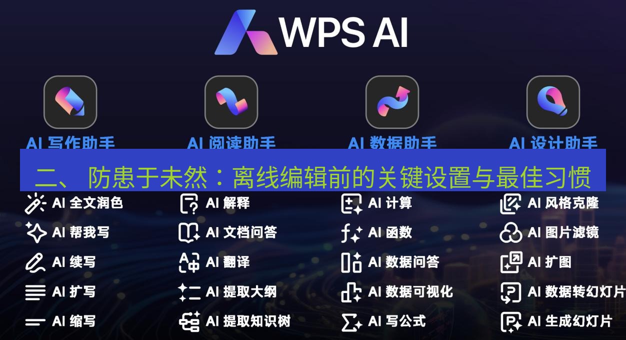 wps 二、 防患于未然：离线编辑前的关键设置与最佳习惯